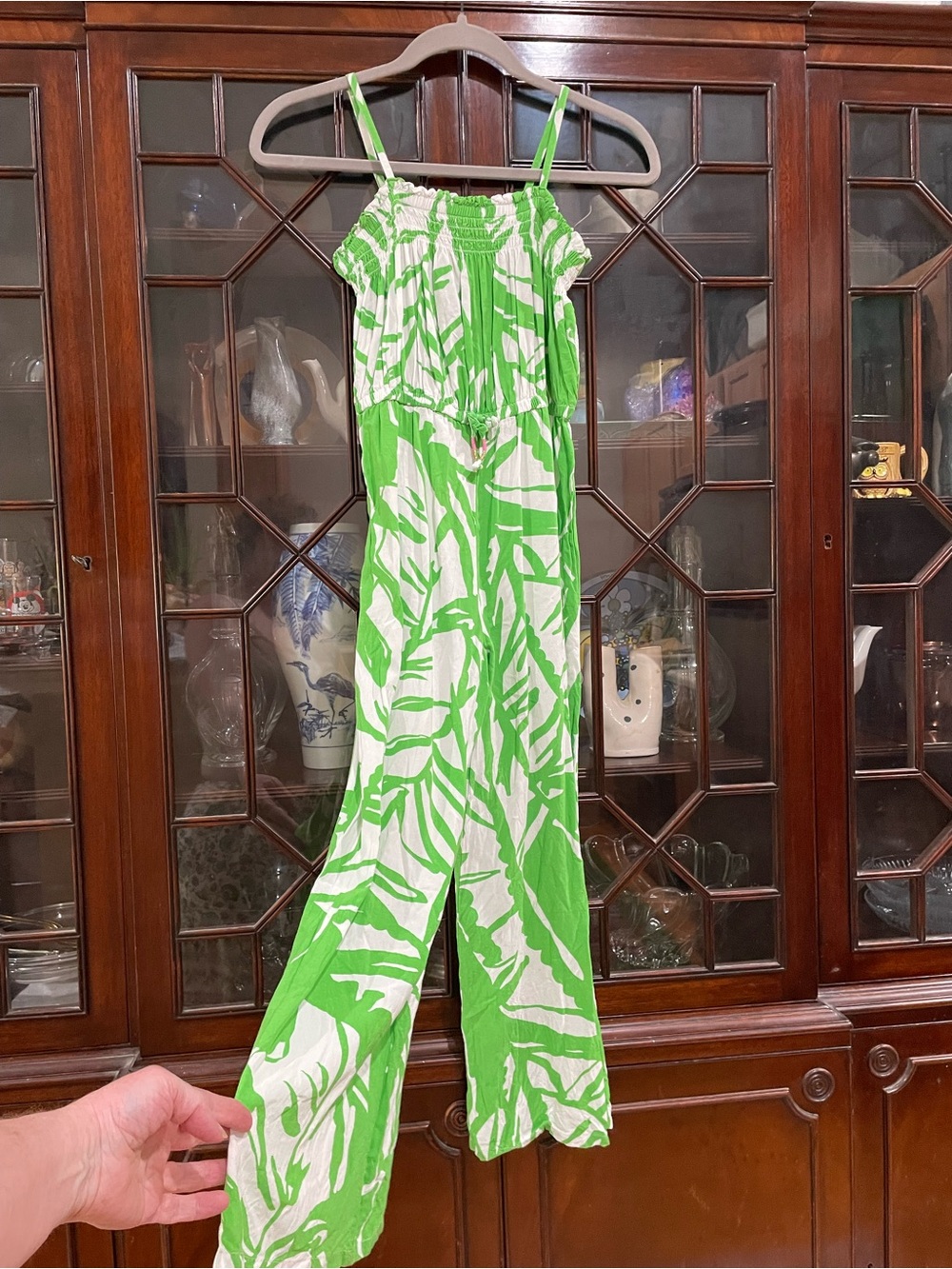 Lilly Pulitzer Green & White Printed Wide-Leg Jumpsuit